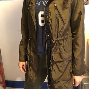 Zara forest green down coat/ rain jacket